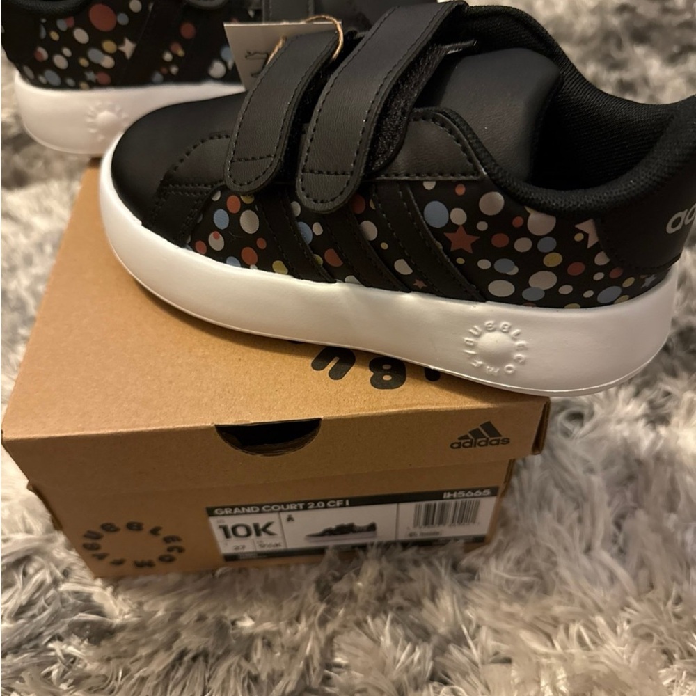 Adidas Kids' Black and White Sneakers with Colorful Dots